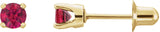 14K Gold Natural Ruby Round 4-Prong Stud Earrings