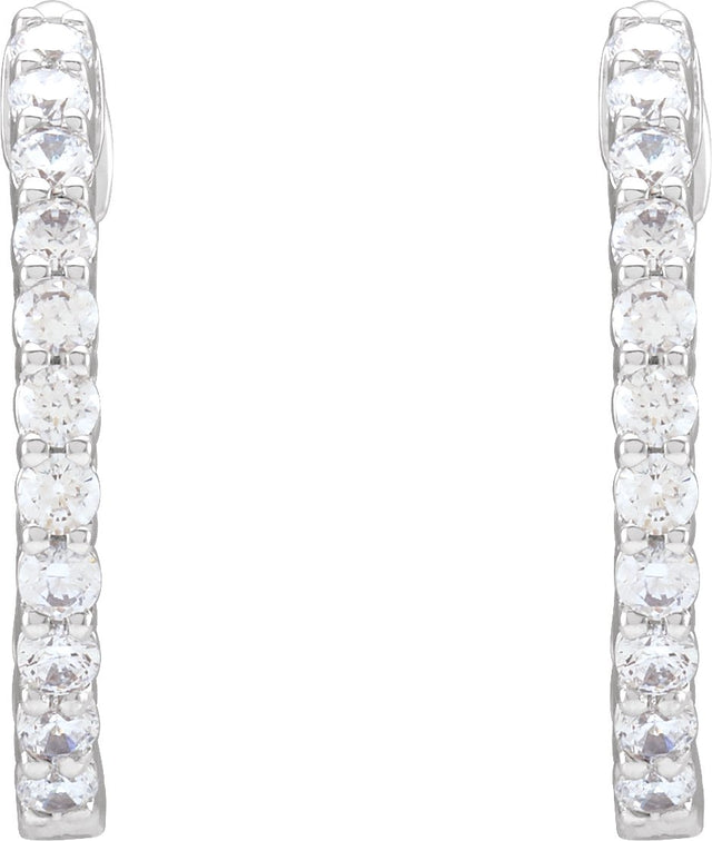14K Gold Round Lab-Grown Diamond Inside-Outside Hoop Earrings – up to 1/2 CTW - White Gold - view 3