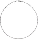 14K Gold Round Natural Diamond Line Necklace - White Gold