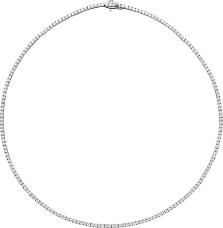 14K Gold Round Lab-Grown Diamond Line Necklace - White Gold