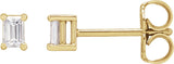 14K Gold Lab-Grown Diamond Straight Baguette 4-Prong Stud Earrings - Yellow Gold