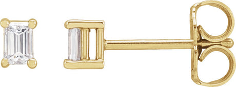 14K Gold Lab-Grown Diamond Straight Baguette 4-Prong Stud Earrings - Yellow Gold