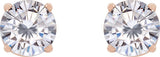 14K Gold Lab-Grown Moissanite Round 4-Prong Lightweight Stud Earrings - Rose Gold - view 4
