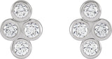 Platinum Round Natural Diamond Bezel-Set Cluster Earrings - view 2