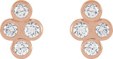 14K Gold Round Natural Diamond Bezel-Set Cluster Earrings - Rose Gold - view 2