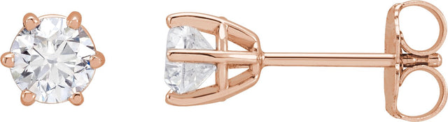 14K Gold Lab-Grown Diamond Round 6-Prong Stud Earrings - Rose Gold