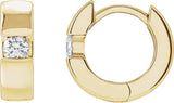 14K Gold Round Natural Diamond Accented Huggie Hoop Earrings - Yellow Gold