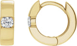 14K Gold Round Lab-Grown Diamond Accented Huggie Hoop Earrings - Yellow Gold
