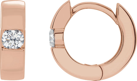 14K Gold Round Lab-Grown Diamond Accented Huggie Hoop Earrings - Rose Gold