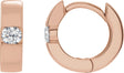 14K Gold Round Natural Diamond Accented Huggie Hoop Earrings - Rose Gold