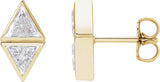 14K Gold Triangle Natural Diamond Two-Stone Bezel-Set Earrings - Yellow Gold