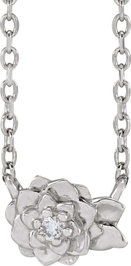 Platinum Round Natural Diamond Flower Necklace