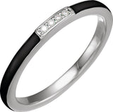 14K Gold Enamel Stackable Ring - White Gold