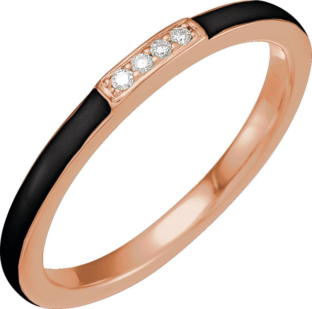 14K Gold Enamel Stackable Ring - Rose Gold