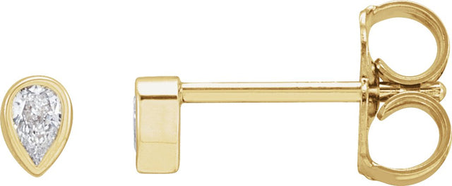 14K Gold Lab-Grown Diamond Pear Bezel-Set Stud Earrings – 3x2mm - Yellow Gold