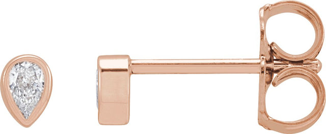 14K Gold Lab-Grown Diamond Pear Bezel-Set Stud Earrings – 3x2mm - Rose Gold