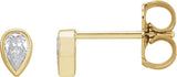 14K Gold Lab-Grown Diamond Pear Bezel-Set Stud Earrings – 3x2mm - Yellow Gold