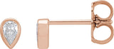 14K Gold Natural Diamond Pear Bezel-Set Stud Earrings - Rose Gold