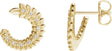 14K Gold Round Natural Diamond Floral Front-Back Hoop Earrings - Yellow Gold