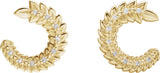 14K Gold Round Natural Diamond Floral Front-Back Hoop Earrings - Yellow Gold - view 2