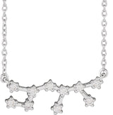 14K Gold Round Natural Diamond Constellation Zodiac Necklace - White Gold