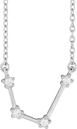 14K Gold Round Natural Diamond Constellation Zodiac Necklace - White Gold