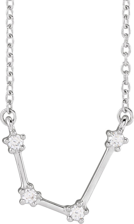 14K Gold Round Natural Diamond Constellation Zodiac Necklace - White Gold