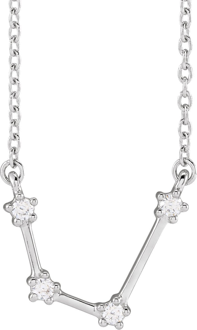 14K Gold Round Natural Diamond Constellation Zodiac Necklace - White Gold