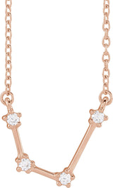 14K Gold Round Natural Diamond Constellation Zodiac Necklace - Rose Gold
