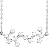 14K Gold Round Natural Diamond Constellation Zodiac Necklace - White Gold