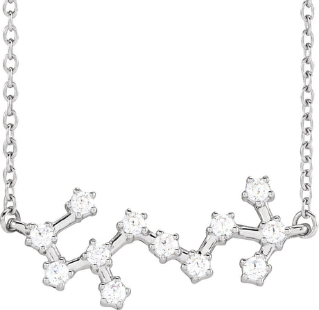 14K Gold Round Natural Diamond Constellation Zodiac Necklace - White Gold