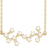 14K Gold Round Natural Diamond Constellation Zodiac Necklace - Yellow Gold