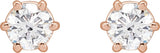 14K Gold Natural Diamond Round 6-Prong Stud Earrings - Rose Gold - view 2