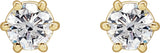 14K Gold Natural Diamond Round 6-Prong Stud Earrings - Yellow Gold - view 2