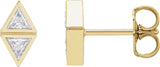 14K Gold Triangle Natural Diamond Two-Stone Bezel-Set Earrings - Yellow Gold