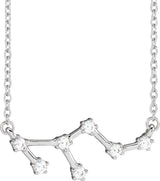 14K Gold Round Natural Diamond Constellation Zodiac Necklace - White Gold
