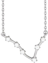 14K Gold Round Natural Diamond Constellation Zodiac Necklace - White Gold