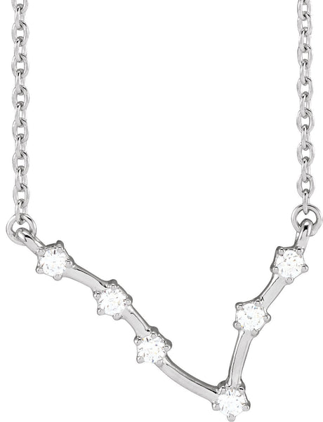 14K Gold Round Natural Diamond Constellation Zodiac Necklace - White Gold