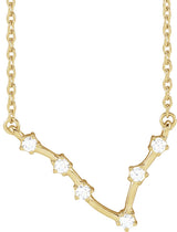 14K Gold Round Natural Diamond Constellation Zodiac Necklace - Yellow Gold