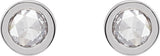 Platinum Natural Diamond Round Bezel-Set Rose-Cut Stud Earrings - view 2