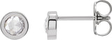 14K Gold Natural Diamond Round Bezel-Set Rose-Cut Stud Earrings - White Gold