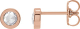 14K Gold Natural Diamond Round Bezel-Set Rose-Cut Stud Earrings - Rose Gold