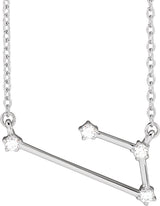 14K Gold Round Natural Diamond Constellation Zodiac Necklace - White Gold