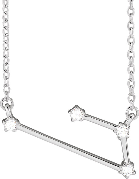 14K Gold Round Natural Diamond Constellation Zodiac Necklace - White Gold