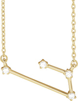 14K Gold Round Natural Diamond Constellation Zodiac Necklace - Yellow Gold