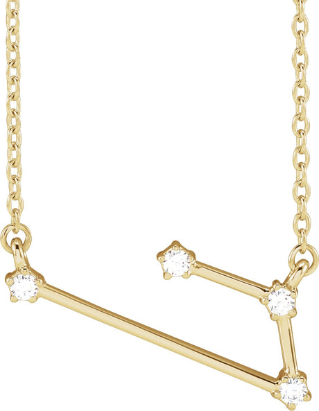 14K Gold Round Natural Diamond Constellation Zodiac Necklace - Yellow Gold