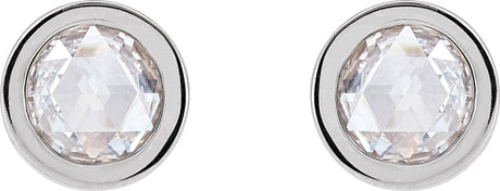 Platinum Lab-Grown Moissanite Round Bezel-Set Rose-Cut Stud Earrings - view 2
