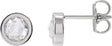 Platinum Lab-Grown Moissanite Round Bezel-Set Rose-Cut Stud Earrings