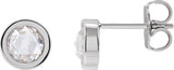 Platinum Lab-Grown Moissanite Round Bezel-Set Rose-Cut Stud Earrings