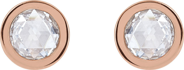 14K Gold Natural Diamond Round Bezel-Set Rose-Cut Stud Earrings - Rose Gold - view 2